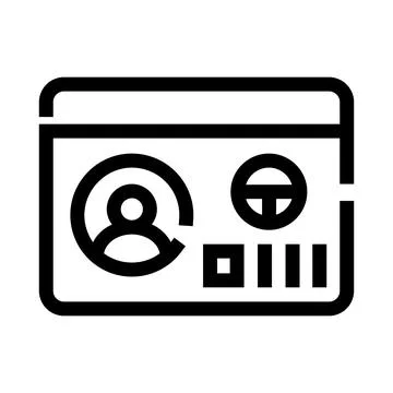 Driver license identification card line icon Stock Illustration