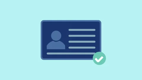 Driver license Identification card symbol, ID Card 2d with alpha matte Stock Footage 336039256