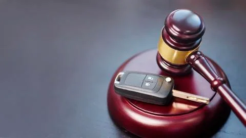 Driver license revocation concept next to the judge hammer. Traffic violation 写真素材