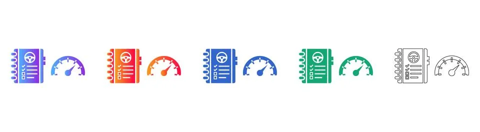 Driver Logbook and Speedometer Icon Set Stock Illustration