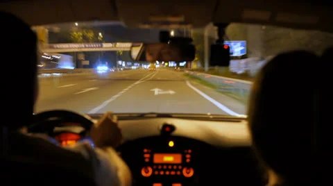 Driver making sharp turn, drunk driving at night, car accident, police pursuit 스톡 동영상 66360541