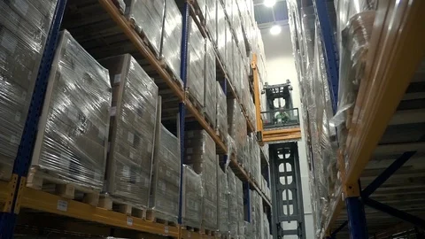 Driver man on car unload cargo cardboard box. Warehouse male worker with Stock Footage 123228157
