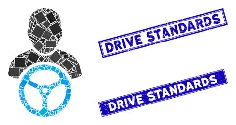 Driver Mosaic and Distress Rectangle Drive Standards Watermarks イラスト素材