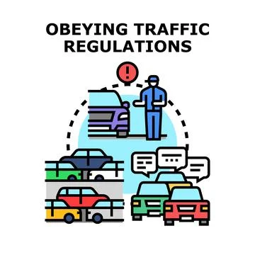 Driver obeying traffic regulations concept vector illustration Stock Illustration