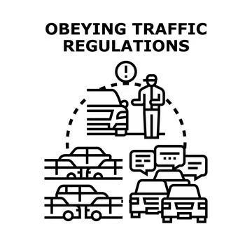 Driver obeying traffic regulations concept vector illustration Stock Illustration