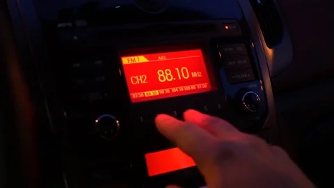 Driver playing car radio. Stock Footage 89216282