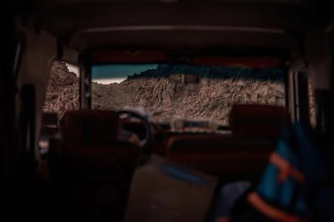 Driver point of view of desert adventure in marsa alam Stock Photos