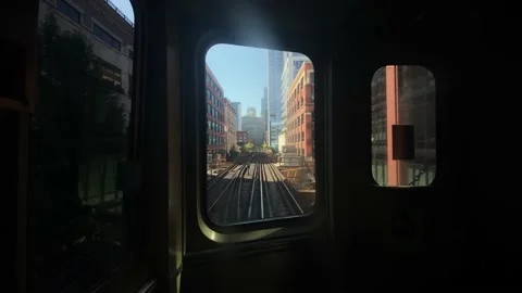 Driver point of view inside subway hyperlapse of chicago city Stock Footage 228386141
