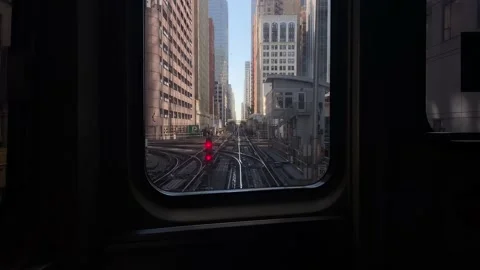 Driver point of view inside subway hyperlapse of chicago city Vídeos de archivo 228386412