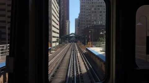 Driver point of view inside subway hyperlapse of chicago city Stock Footage 228386557
