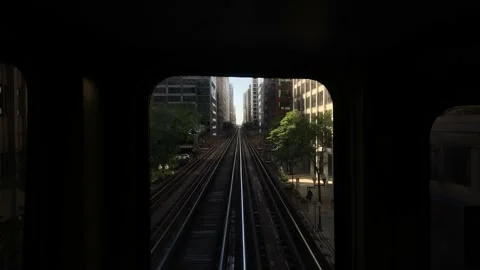 Driver point of view inside subway hyperlapse of chicago city Stock Footage 228386575