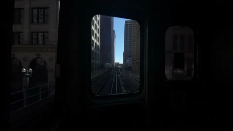 Driver point of view inside subway hyperlapse of chicago city Stock Footage 228386682