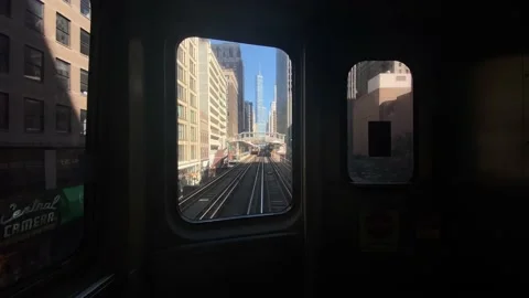 Driver point of view inside subway hyperlapse of chicago city Stock Footage 228386827