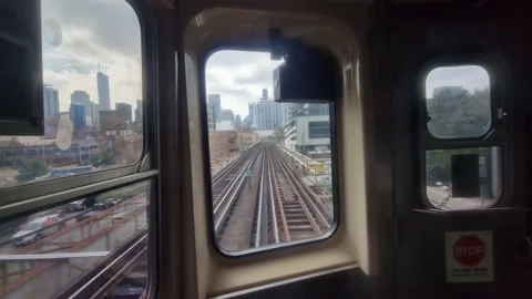 Driver point of view inside subway hyperlapse of chicago city Stock Footage 228389856