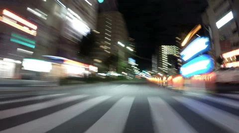 Driver POV hyperlapse through the city lights of Tokyo's industrial area. Stock Footage 61510807