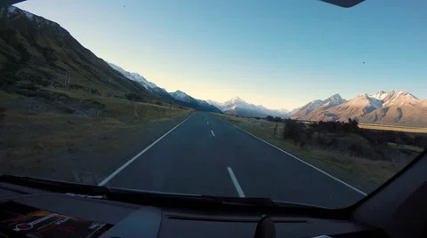 Driver POV At Mount Cook Road, New Zealand Stock-Footage 55757528