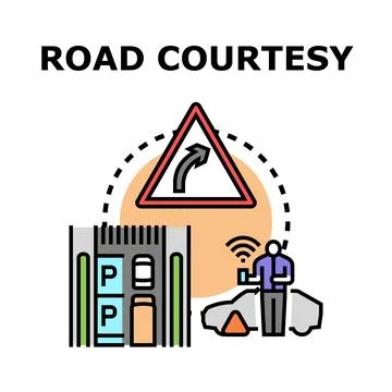 Driver practicing road courtesy and safe driving habits Stock Illustration