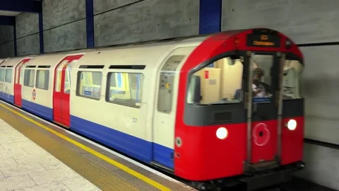 Driver Pulling A Train Into A London Tube Underground Station With No Stock Footage 331429197