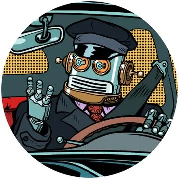 Driver robot drone pop art avatar character icon Stock Illustration