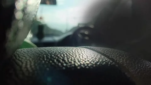 Driver Rotating Steer Wheel On  Right Side Focus - Sunshine Car  Travel Moments Stock Footage 314124147