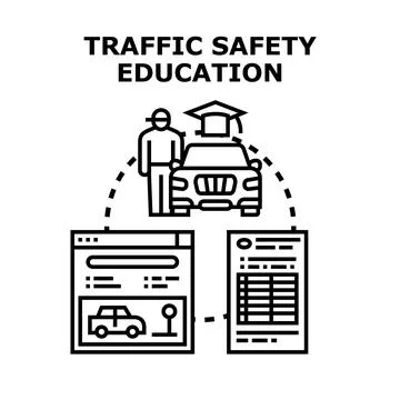Driver safety education for learning road rules 스톡 일러스트