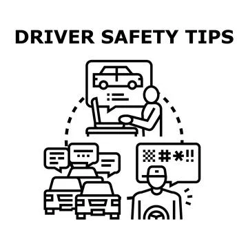 Driver safety tips concept illustrating road education Stock Illustration