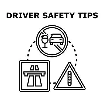 Driver safety tips concept with traffic rules Stock Illustration