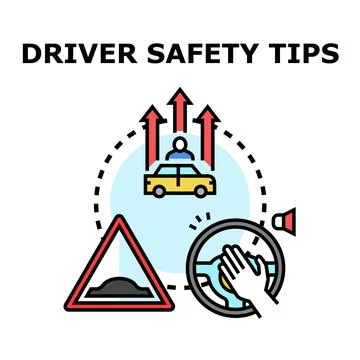 Driver safety tips for safe road driving Stock Illustration