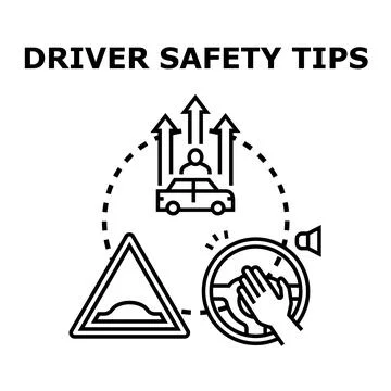 Driver safety tips for safe road driving Stock Illustration