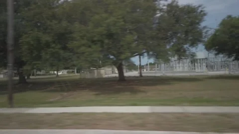 Driver Side Pov Substation Electric In An Urban City. Stock Footage 240887962