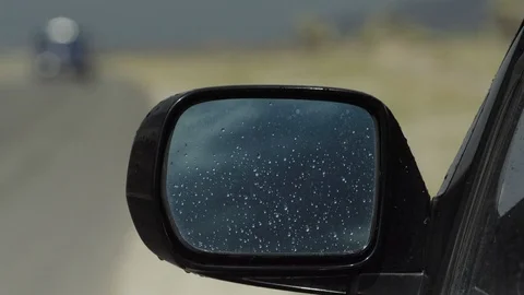 Driver Side view mirror truck passes by Out of Focus Stock Footage 93681090