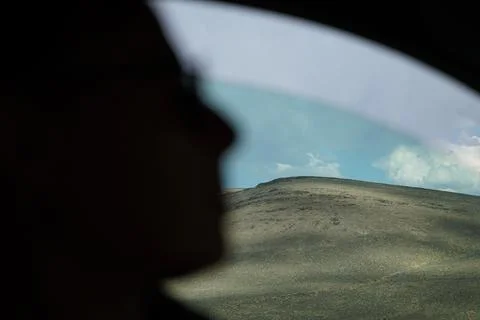 Driver silhouette with landscape Foto stock