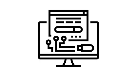 Driver software line icon animation Stock Footage 224288029