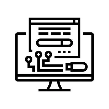 Driver software line icon vector illustration Illustrazione stock