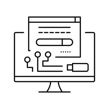 Driver software line icon vector illustration 스톡 일러스트