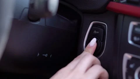 Driver Start the Car by Pressing a Button Start Engine Stock Footage 108452521