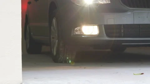 Driver started to drive out car from garage with automatic door Stock Footage 43347007