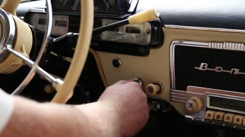 The driver starts the car engine Stock Footage 67350228