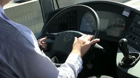 Driver Stears a Bus 動画素材 12360127