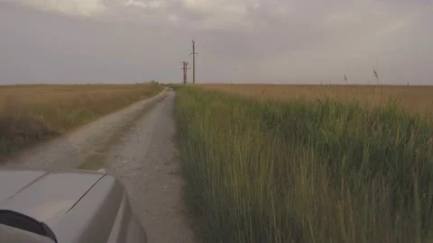 Driver of SUV through the beach sand and bushes Stock Footage 134021489