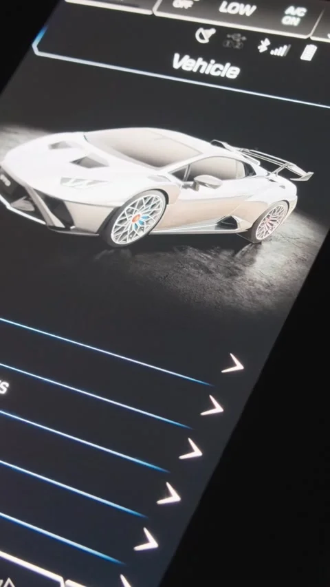 The driver switches modes on the control panel of an expensive sports car Stock Footage 279459595