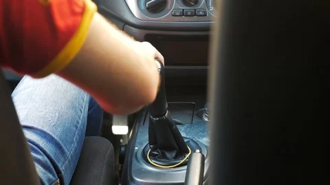 The driver switches the transmission Stock Footage 89293819