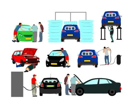 Driver take care of car vector illustration isolated on white Illustrazione stock