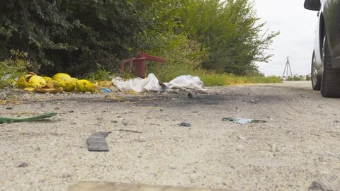 The driver throw garbage on the side of the road. Stock Footage 114111666