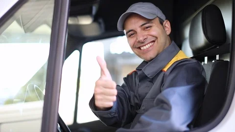 Driver thumbs up Stock Footage 96099261