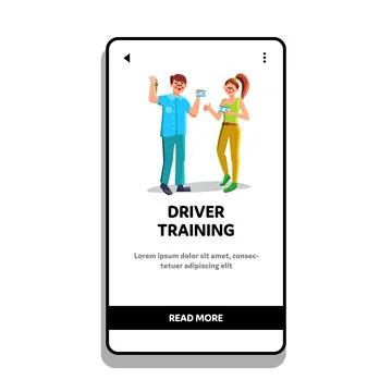 Driver Training Passed Young Man And Woman Vector Stock Illustration