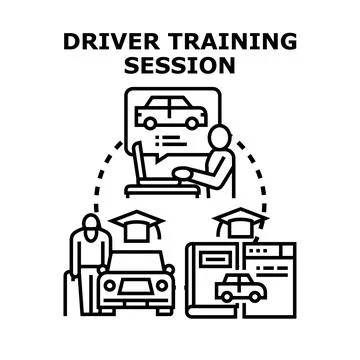 Driver training session preparing license exam Stock Illustration