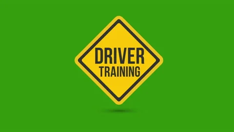 Driver training yellow road sign Stock Footage 180843410