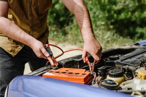 The driver tries to start a car Stock Photos