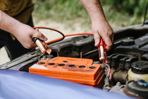 The driver tries to start a car Stock Photos